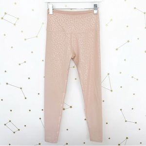 Beyond Yoga • Rose Pink Shiny Leopard High Rise Iridescent Leggings